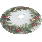 Weihnachts Holly Fleece Weihnachtsbaumdecke (Schrägansicht)