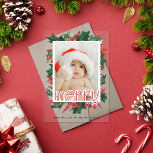 Weihnachts Holly Foto Personalisiert Card Acryleinladungen (Insitu (Feiertag))