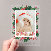 Weihnachts Holly Foto Personalisiert Card Acryleinladungen (Insitu (Handheld))