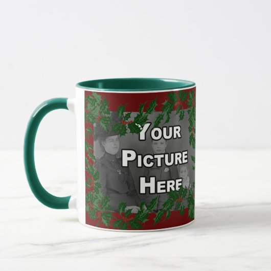 Weihnachts-Holly-Foto-Tasse Tasse (Links)
