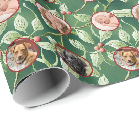 Weihnachts Holly Foto Wrapping Paper Geschenkpapier (Rolleneckpunkt)