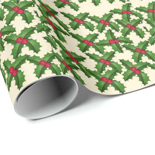 Weihnachts Holly Geschenkpapier (Rolleneckpunkt)