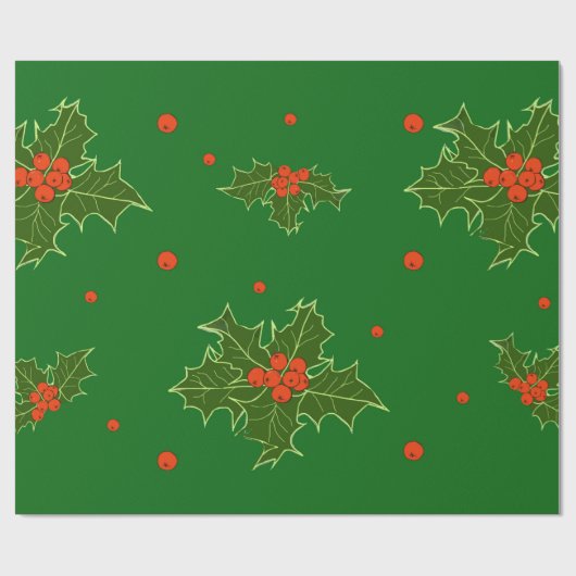 Weihnachts Holly Geschenkpapier (Flach)