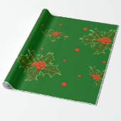 Weihnachts Holly Geschenkpapier (Ungerollt)