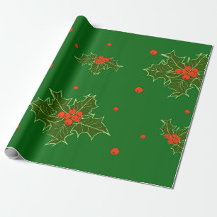 Weihnachts Holly Geschenkpapier
