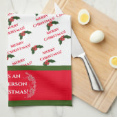 Weihnachts Holly Geschirrtuch (Viertel Falte)