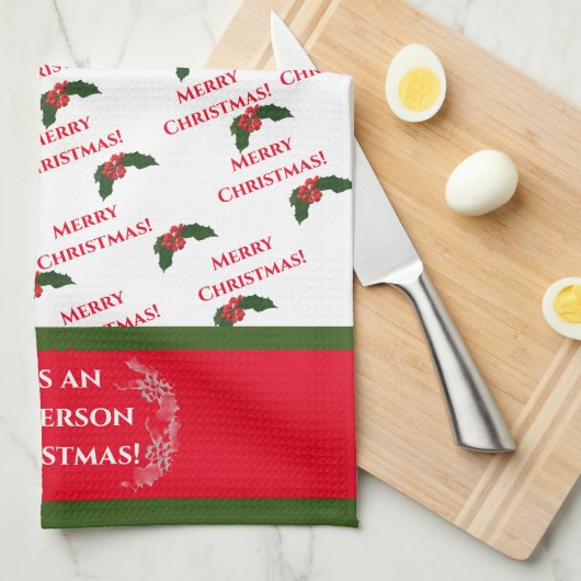 Weihnachts Holly Geschirrtuch (Viertel Falte)