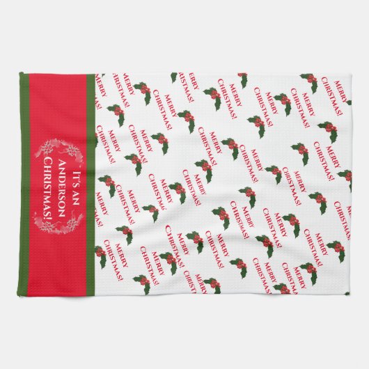 Weihnachts Holly Geschirrtuch (Horizontal)