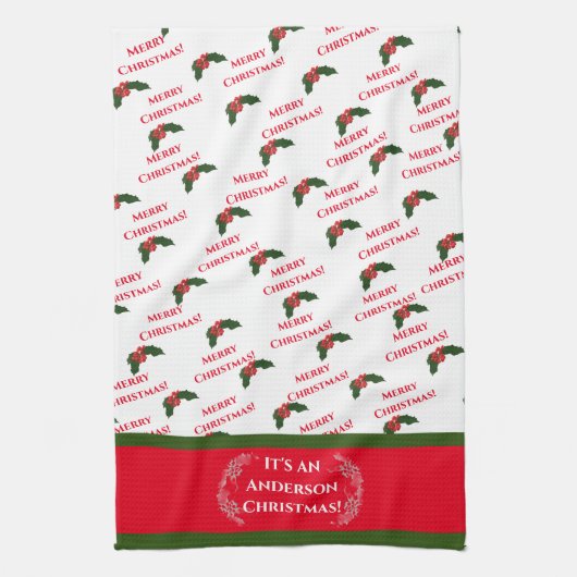 Weihnachts Holly Geschirrtuch (Vertikal)