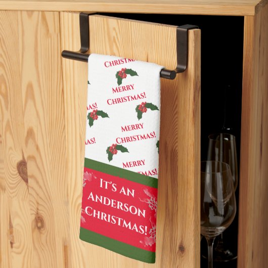 Weihnachts Holly Geschirrtuch (Drittel gefaltet)