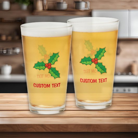 Weihnachts Holly Glas