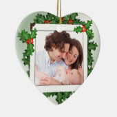 Weihnachts-Holly-Herz-Shaped Family Foto Ornament (Rechts)