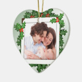 Weihnachts-Holly-Herz-Shaped Family Foto Ornament (Links)