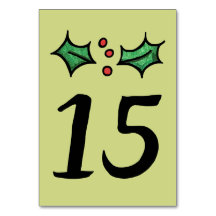 Weihnachts-Holly-Hochzeit-Tischnummer