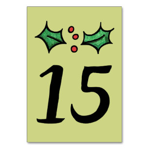 Weihnachts-Holly-Hochzeit-Tischnummer Tischnummer