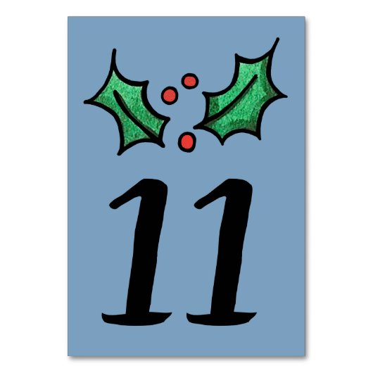Weihnachts-Holly-Hochzeit-Tischnummer Tischnummer (Vorderseite)