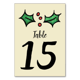 Weihnachts-Holly-Hochzeit-Tischnummer Tischnummer