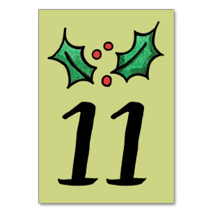 Weihnachts-Holly-Hochzeit-Tischnummer Tischnummer
