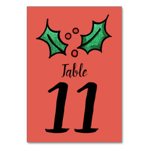 Weihnachts-Holly-Hochzeit-Tischnummer Tischnummer