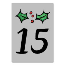 Weihnachts-Holly-Hochzeit-Tischnummer