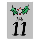 Weihnachts-Holly-Hochzeit-Tischnummer Tischnummer (Rückseite)