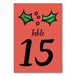 Weihnachts-Holly-Hochzeit-Tischnummer Tischnummer