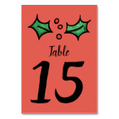 Weihnachts-Holly-Hochzeit-Tischnummer Tischnummer (Rückseite)