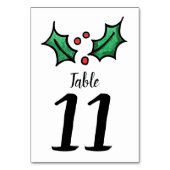 Weihnachts-Holly-Hochzeit-Tischnummer Tischnummer (Rückseite)