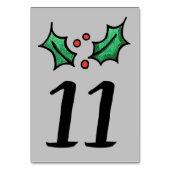Weihnachts-Holly-Hochzeit-Tischnummer Tischnummer (Rückseite)