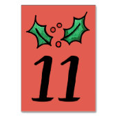 Weihnachts-Holly-Hochzeit-Tischnummer Tischnummer (Rückseite)