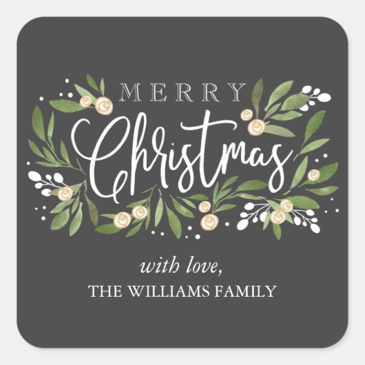 Weihnachts-Holly-Holiday-Sticker Quadratischer Aufkleber (Vorderseite)