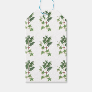 Weihnachts-Holly & Ivy Sprig Botanische Geschenkta Geschenkanhänger