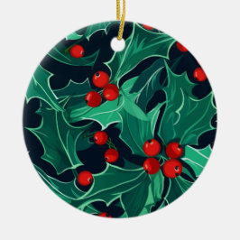 Weihnachts Holly Keramik Ornament