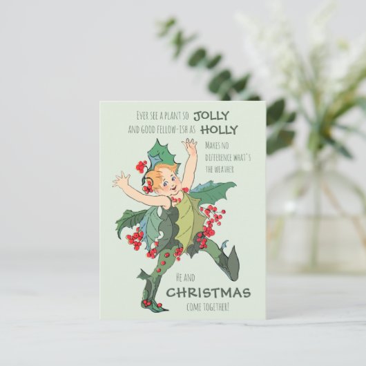 Weihnachts-Holly-Kind Elizabeth Gordon CC1076 Postkarte (Stehend Vorderseite)