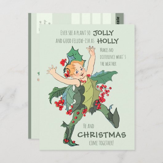 Weihnachts-Holly-Kind Elizabeth Gordon CC1076 Postkarte (Vorne/Hinten)