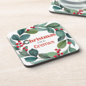 Weihnachts-Holly-Kranz-Kissen Getränkeuntersetzer (Linke Seite)