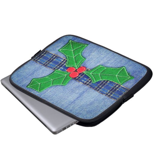 Weihnachts Holly Laptopschutzhülle (Vorne Knopf)