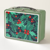 Weihnachts Holly Metall Brotdose (Vorderseite)