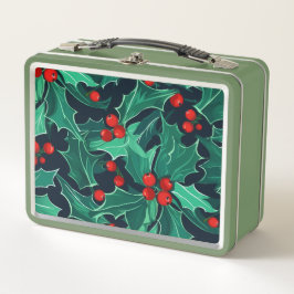 Weihnachts Holly Metall Brotdose