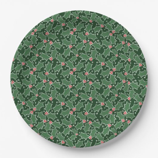 Weihnachts-Holly-Papierplatte Pappteller (Vorderseite)