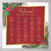 Weihnachts-Holly & Pine-Alphabetischer Sitzplan Poster (Vorne)