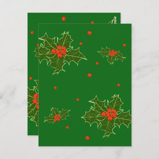 Weihnachts Holly Postkarte (Vorne/Hinten)