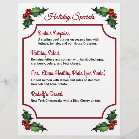 Weihnachts-Holly-Restaurant - Sonderaktionen Flyer (Vorne)