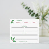 Weihnachts-Holly-Rezept-Karte (Stehend Vorderseite)