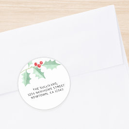 Weihnachts-Holly-Rücksendeadresse Runder Aufkleber