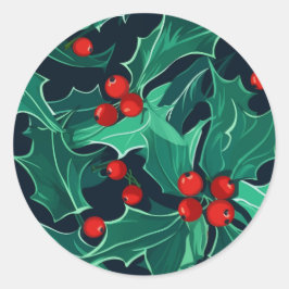 Weihnachts Holly Runder Aufkleber