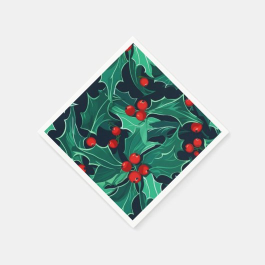 Weihnachts Holly Serviette (Ecke)