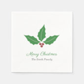 Weihnachts Holly Serviette (Vorderseite)