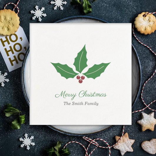 Weihnachts Holly Serviette