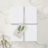 Weihnachts-Holly-Sprig-Rustikaler Botanischer Gesc Geschenkanhänger (Mit Garn)